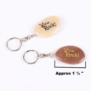 ROCKIMPACT 100PCS You Rock Inspirational Stone Key Chains, Pocket Word Stone Keyring Lot, Engraved Natural River Rock Key Rings, Teamwork Bonding Gift Bulk Keychain (You Rock! 100 Pieces)