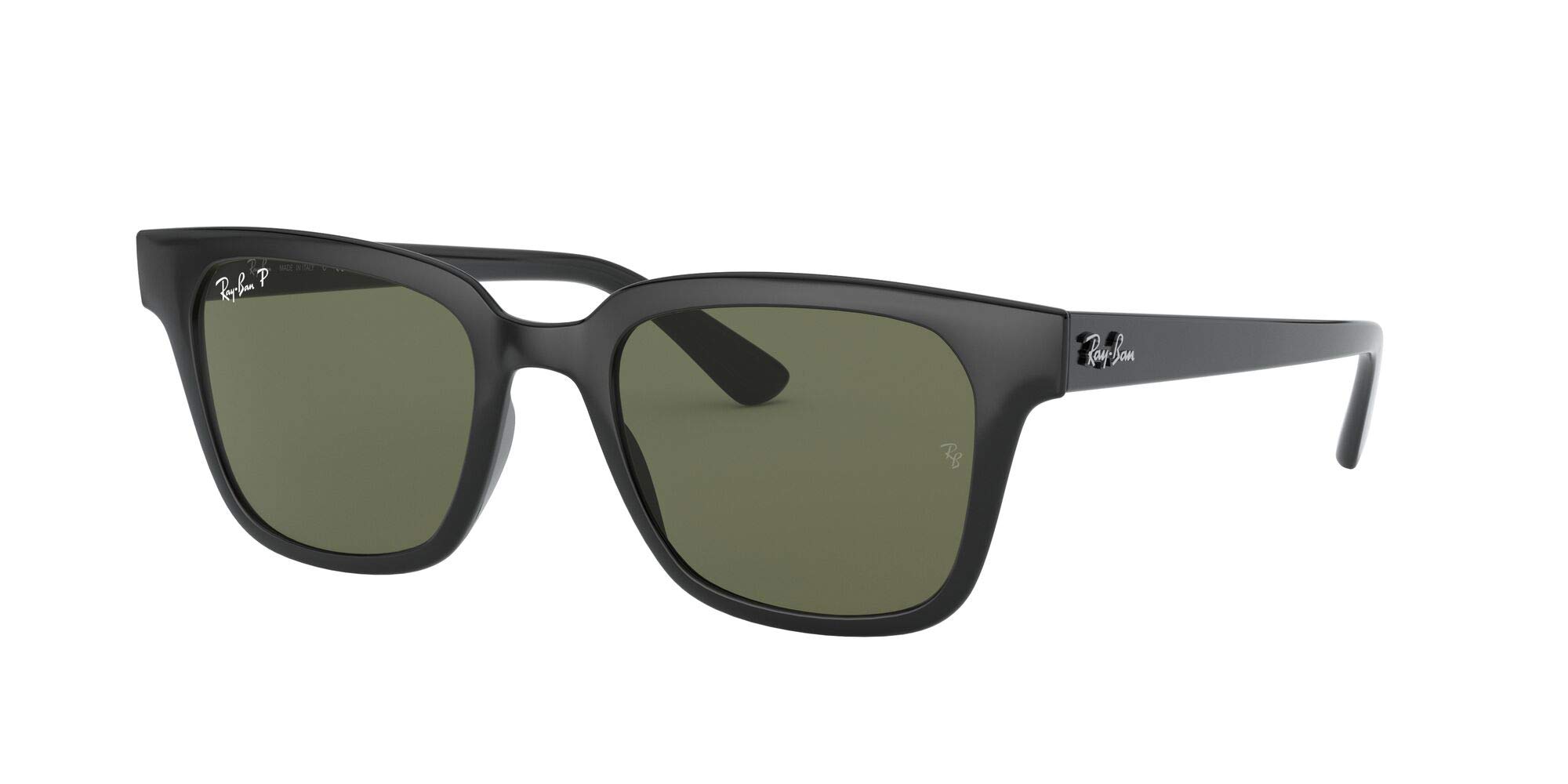 Ray-Ban Rb4323 Square Sunglasses, Black/Polarized Green, 51 mm