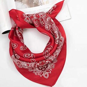 ANDANTINO 100% Real Mulberry Silk Scarf -21'' x 21''- Lightweight Neckerchief –Women Men Small Square Digital Printed Scarves (Red Paisley)