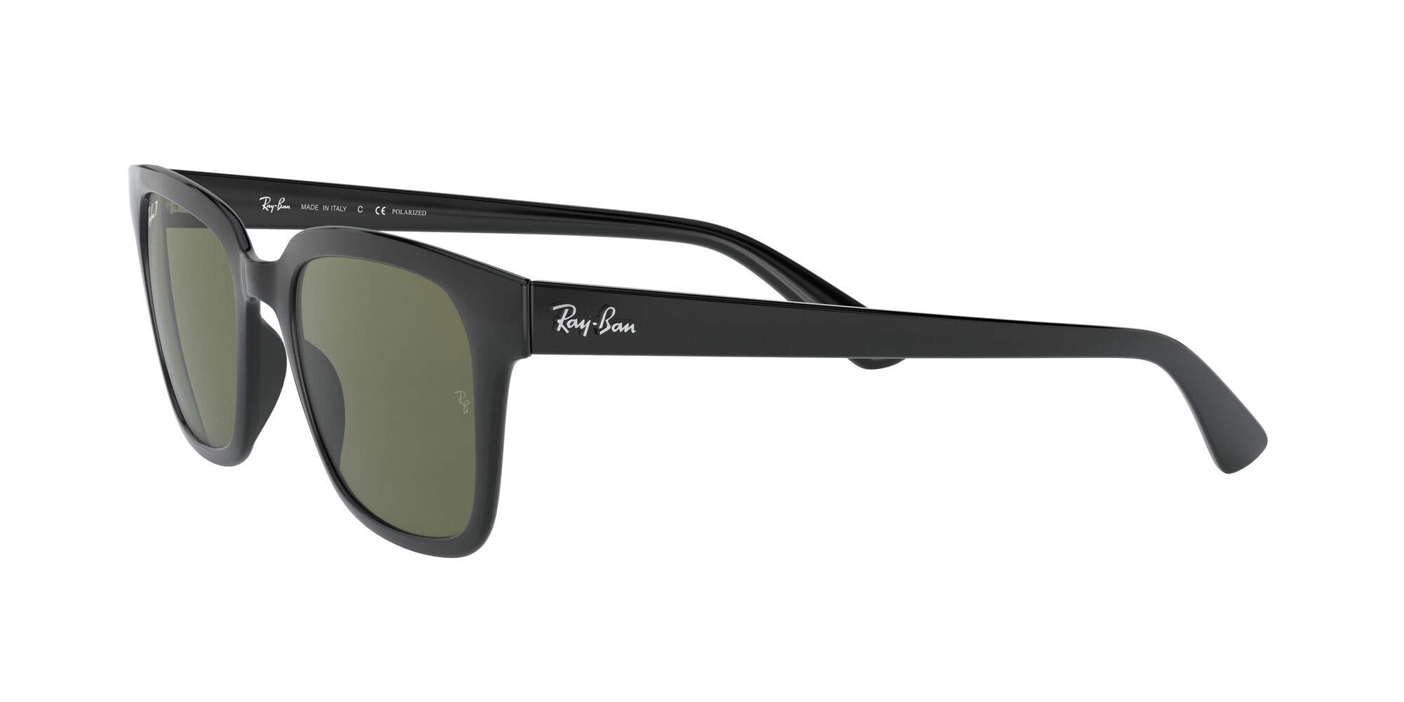 Ray-Ban Rb4323 Square Sunglasses, Black/Polarized Green, 51 mm