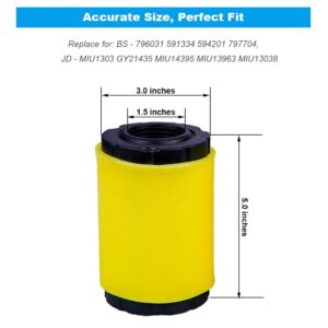 ZLKSKER 796031 Air Cleaner w/Fuel Filter, Replace for B&S 591334 594201 797704 31A507 31A607, Lawn Mower Air Filter