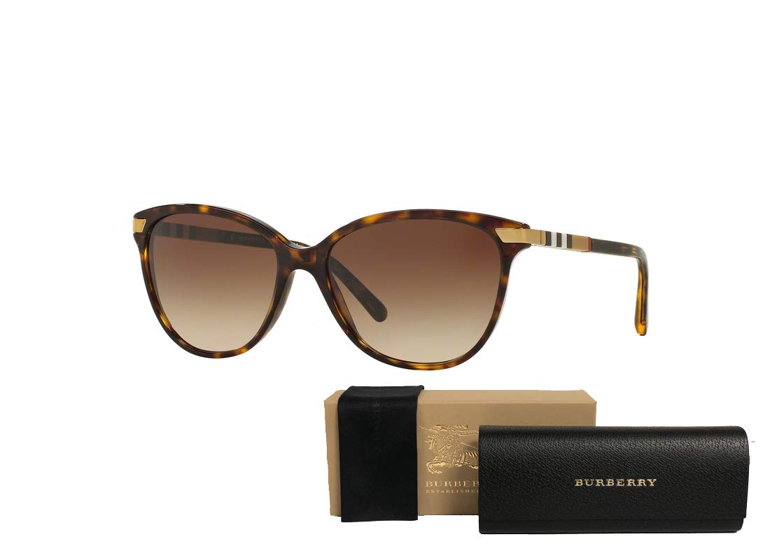 BURBERRY BE4216 300213 57M Dark Havana/Brown Gradient Cateye Sunglasses For Women+ BUNDLE with Designer iWear Eyewear Kit