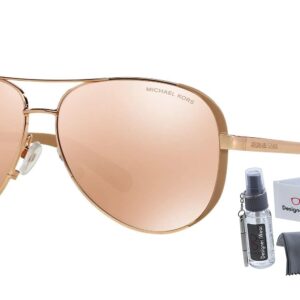 Michael Kors MK5004 CHELSEA Aviator 1017R1 59M Sunglasses For Women + BUNDLE With Designer iWear Eyewear Kit (Rose Gold/Taupe/Rose Gold Flash)