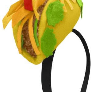 Nicky Bigs Novelties Mini Taco Hat Headband - Lightweight Festive Food Headband - Unisex Adult Cosplay Holiday Costume Accessory, Multi-color, One Size