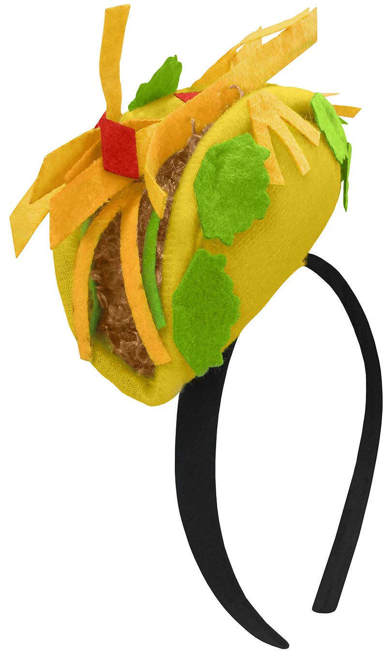 Nicky Bigs Novelties Mini Taco Hat Headband - Lightweight Festive Food Headband - Unisex Adult Cosplay Holiday Costume Accessory, Multi-color, One Size