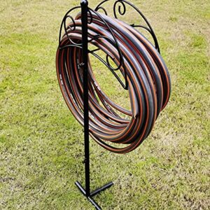 Uuuda Garden Water Hose Holder Detachable Metal Hose Rack Stand Heavy Duty Hose Storage Hanger Organizer for Outside,Black