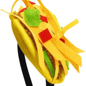 Nicky Bigs Novelties Mini Taco Hat Headband - Lightweight Festive Food Headband - Unisex Adult Cosplay Holiday Costume Accessory, Multi-color, One Size