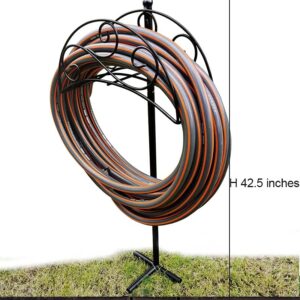 Uuuda Garden Water Hose Holder Detachable Metal Hose Rack Stand Heavy Duty Hose Storage Hanger Organizer for Outside,Black