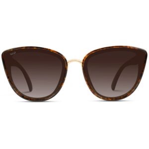 WearMe Pro - Women Full Lens Elegant Mirrored Lens Cat Eye Sunglasses (Tortoise/Brown Lens, 60)