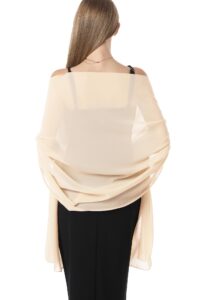 chiffon shawls and wraps for evening dresses women elegant soft scarf bridal scarve wedding stole(champagne(chiffon), one size)