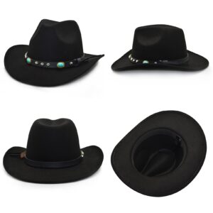 Lisianthus Felt Wide Brim Western Cowboy Hat for Men & Women Stone-Black