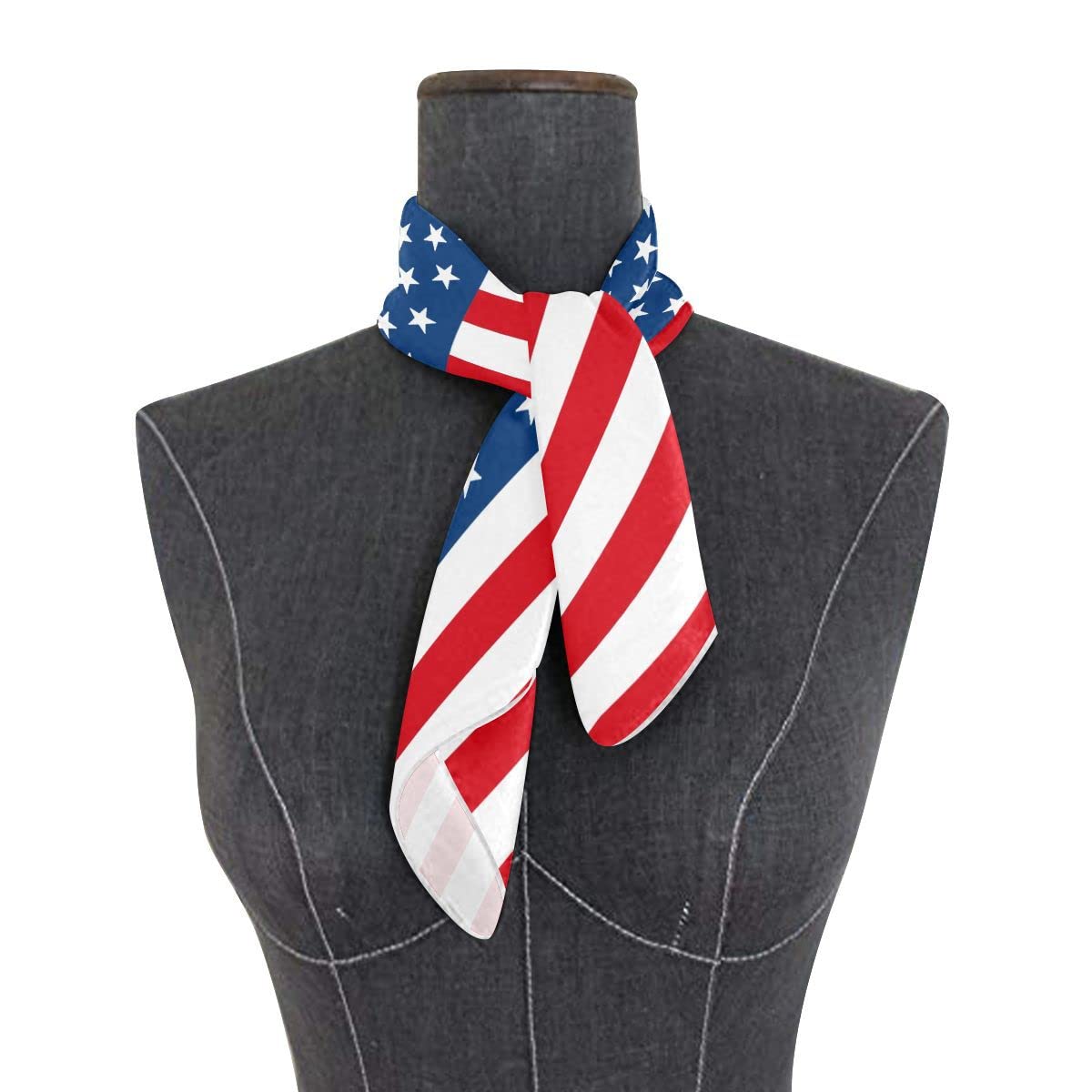 Women's Fashion Silk Scarf American Flag Square Satin Headscarf Neck Scarf Head Hair Wraps