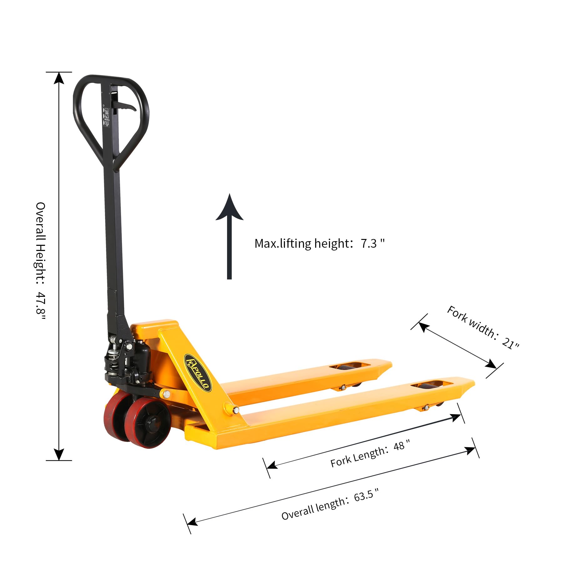 APOLLOLIFT Pallet Jack Truck, 5500lbs Capacity 21" W x 48" L Forks Manual Standard Duty Pallet Truck