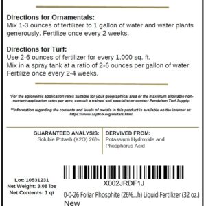 0-0-26 Foliar Phosphite (26% Soluble Potash) Liquid Fertilizer (32 oz.)