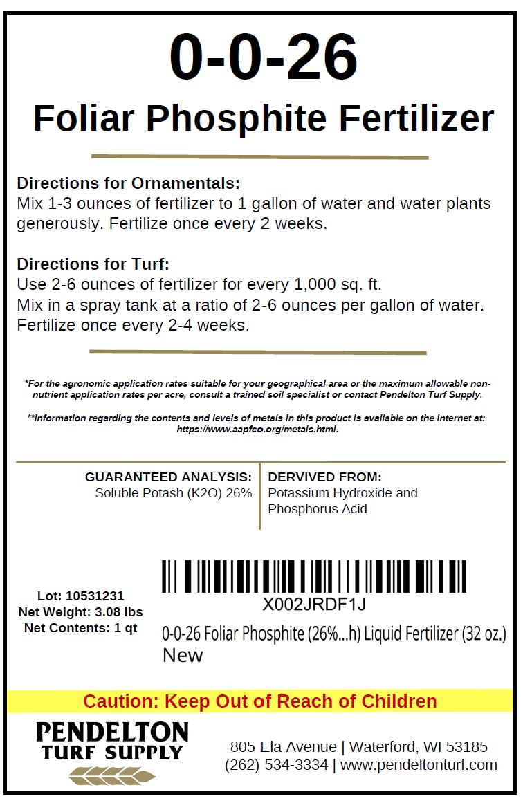 0-0-26 Foliar Phosphite (26% Soluble Potash) Liquid Fertilizer (32 oz.)