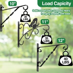 AMAGABELI GARDEN & HOME 2 Pack 12 Inch Hanging Brackets for Plants Iron Bracket for Hanging Plants Wind Chime Hooks Hangers Lanterns Plant Bracket Bird Feeder Plant Hanger Outdoor Heavy Duty BG1531