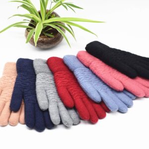 Women's Winter Warm Touch Screen Gloves Womens Thermal Black Cable Knit Wool Fleece Lined Touchscreen Texting Mittens for Cold Weather