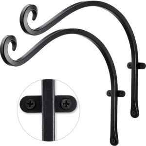 Qiang Ni Outdoor Bird Feeder Hanger Hooks: 12-Inch Wall Hanging Plant Bracket Indoor - 2 Pieces Plant Hooks for Hanging Flower Baskets