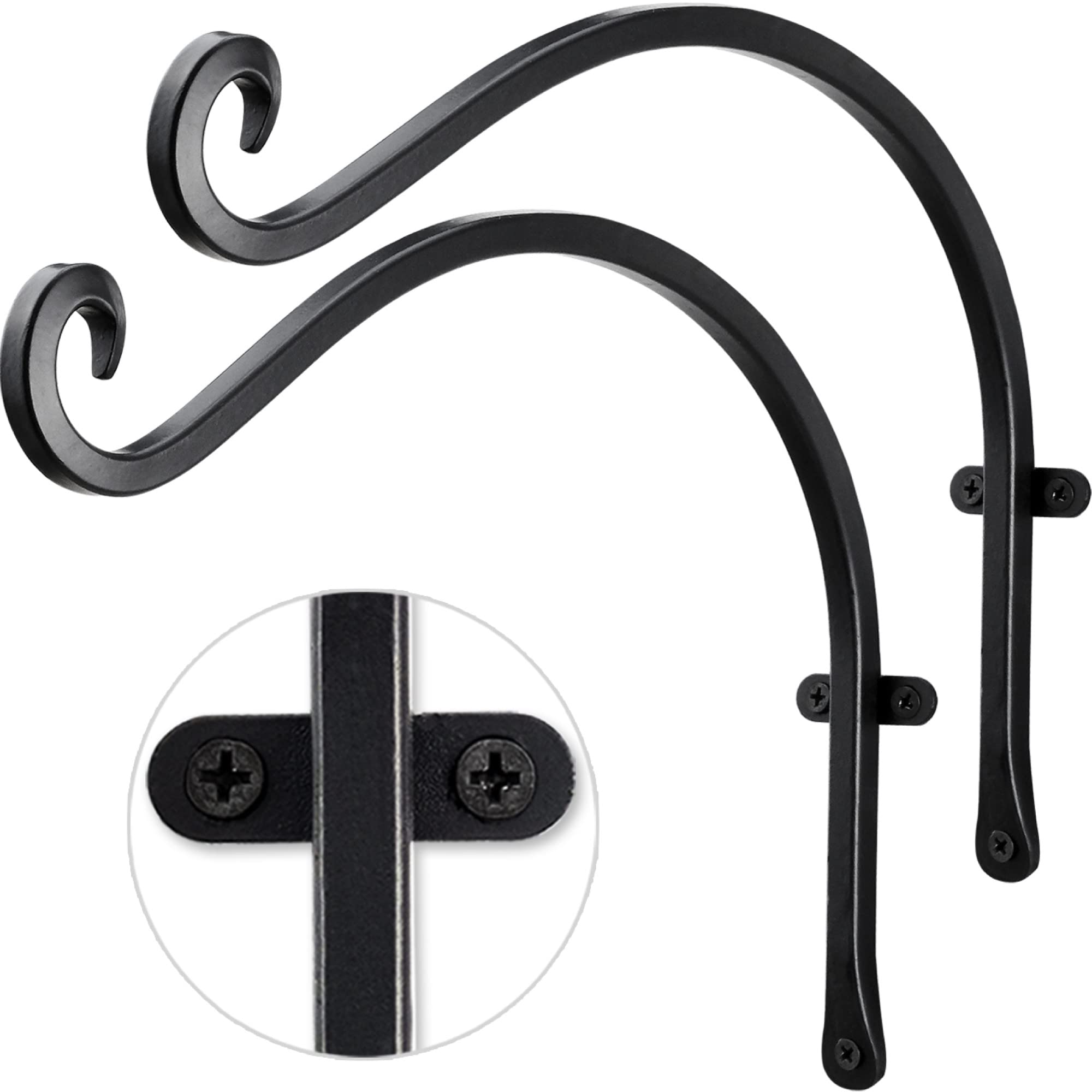 Qiang Ni Outdoor Bird Feeder Hanger Hooks: 12-Inch Wall Hanging Plant Bracket Indoor - 2 Pieces Plant Hooks for Hanging Flower Baskets