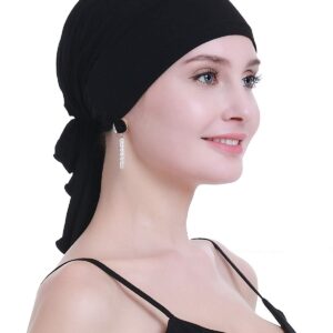 osvyo Chemo Headscarf for Women Hair Loss - Cancer Slip On Headwear Turbans Sealed Packaging Black