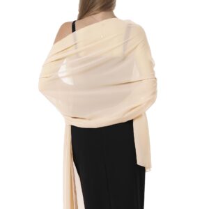 Chiffon Shawls and Wraps for Evening Dresses Women Elegant Soft Scarf Bridal Scarve Wedding Stole(Champagne(chiffon), One Size)