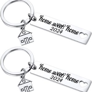 2PCS 2024 Home Sweet Home Key Chain Housewarming Presents, New Homeowner Keychain Closing Gift Ideas, Real Estate Gifts From Agent For Client Congratulations