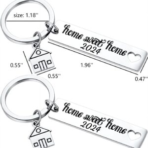 2PCS 2024 Home Sweet Home Key Chain Housewarming Presents, New Homeowner Keychain Closing Gift Ideas, Real Estate Gifts From Agent For Client Congratulations