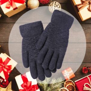 Women's Winter Warm Touch Screen Gloves Womens Thermal Black Cable Knit Wool Fleece Lined Touchscreen Texting Mittens for Cold Weather