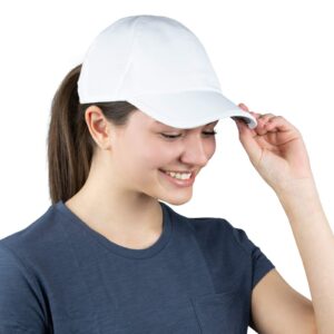 TrailHeads UV Protection Running Hats for Women, 50+ UPF - Summer Hats for Women Baseball Cap - Tennis, Golf, Gym, Workout White