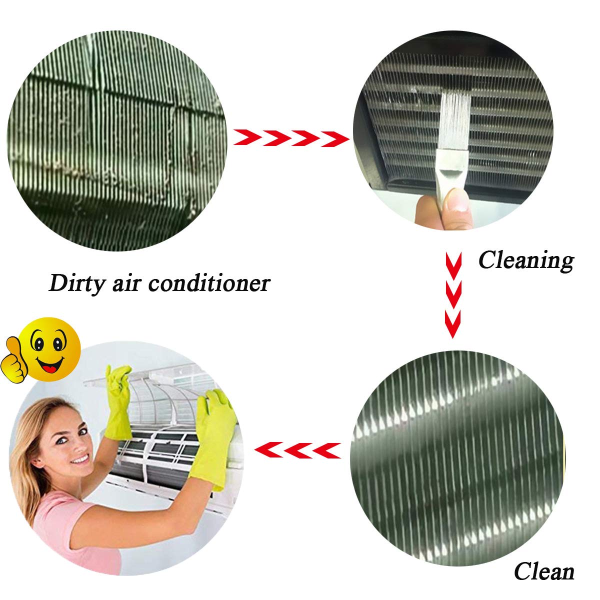 QzoneLife AC Fin Comb Stainless Steel Air Conditioner Condenser and Radiator Fin Straightener Cleaner Repair Tool Metal Air Conditioning Brush Accessory for AC Unit AC Fin Comb for A/C