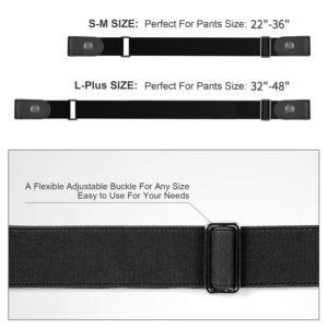 4 Pieces No Buckle Stretch Men, Women Belt for Jeans Pants, WHIPPY Ladies Buckle Free Elastic Invisible Belts (Black Khaki Blue, Fit Pants Size 32-48 Inches)