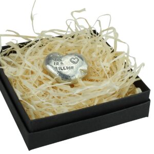 10th Your My One in A Million Gift - 10th Anniversary Metal Heart Pebble Gift -Keep My Heart Close