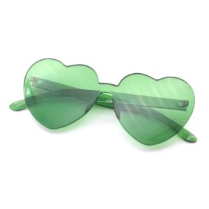 JUSLINK Love Heart Shaped Sunglasses for Women (Green)