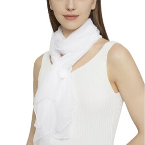 PANTONIGHT Long Chiffon Sheer Scarf For womens (073 white)