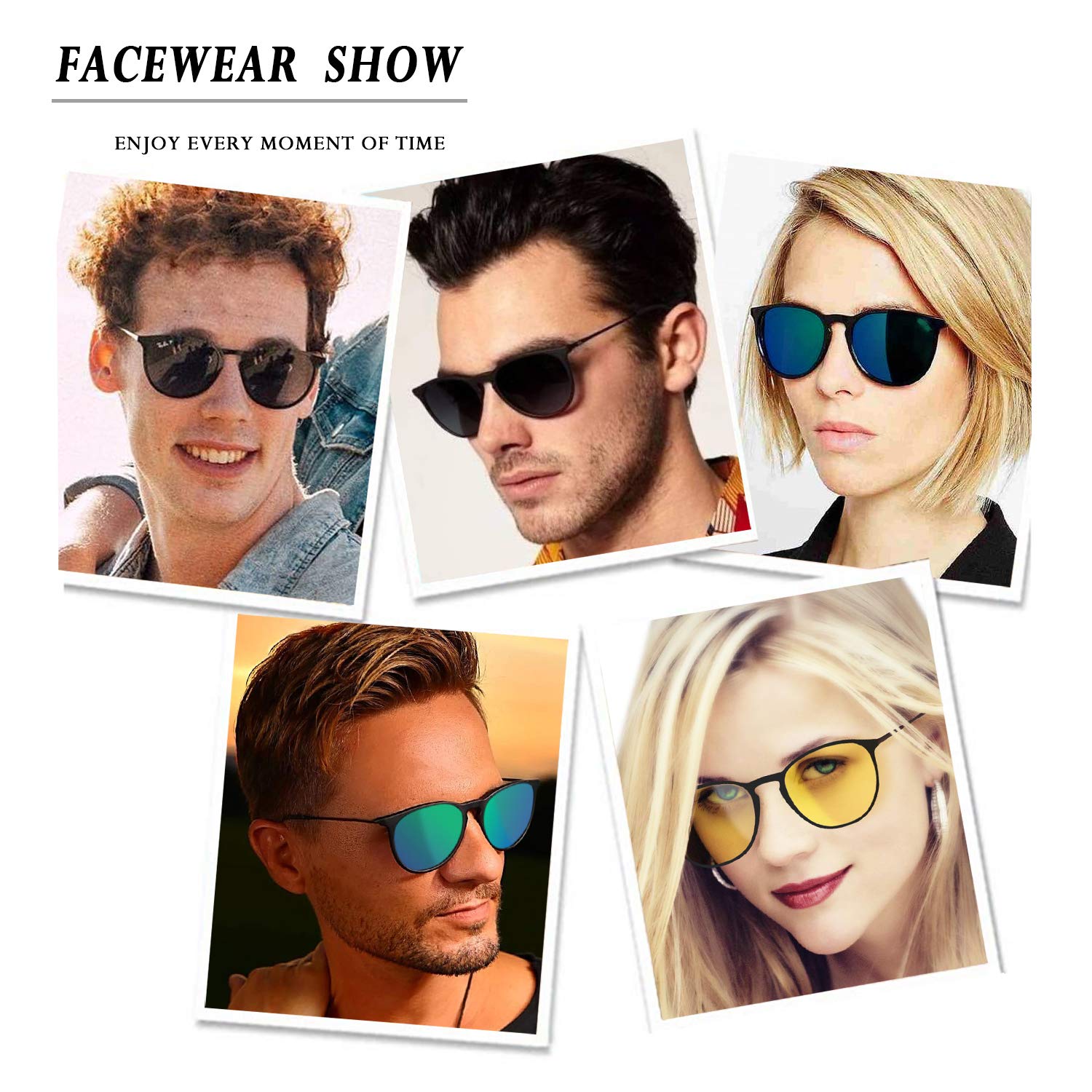 FaceWear Classic Round Retro Sunglasses UV400 Circle Lens Metal Frame Men Women FW1006 C7