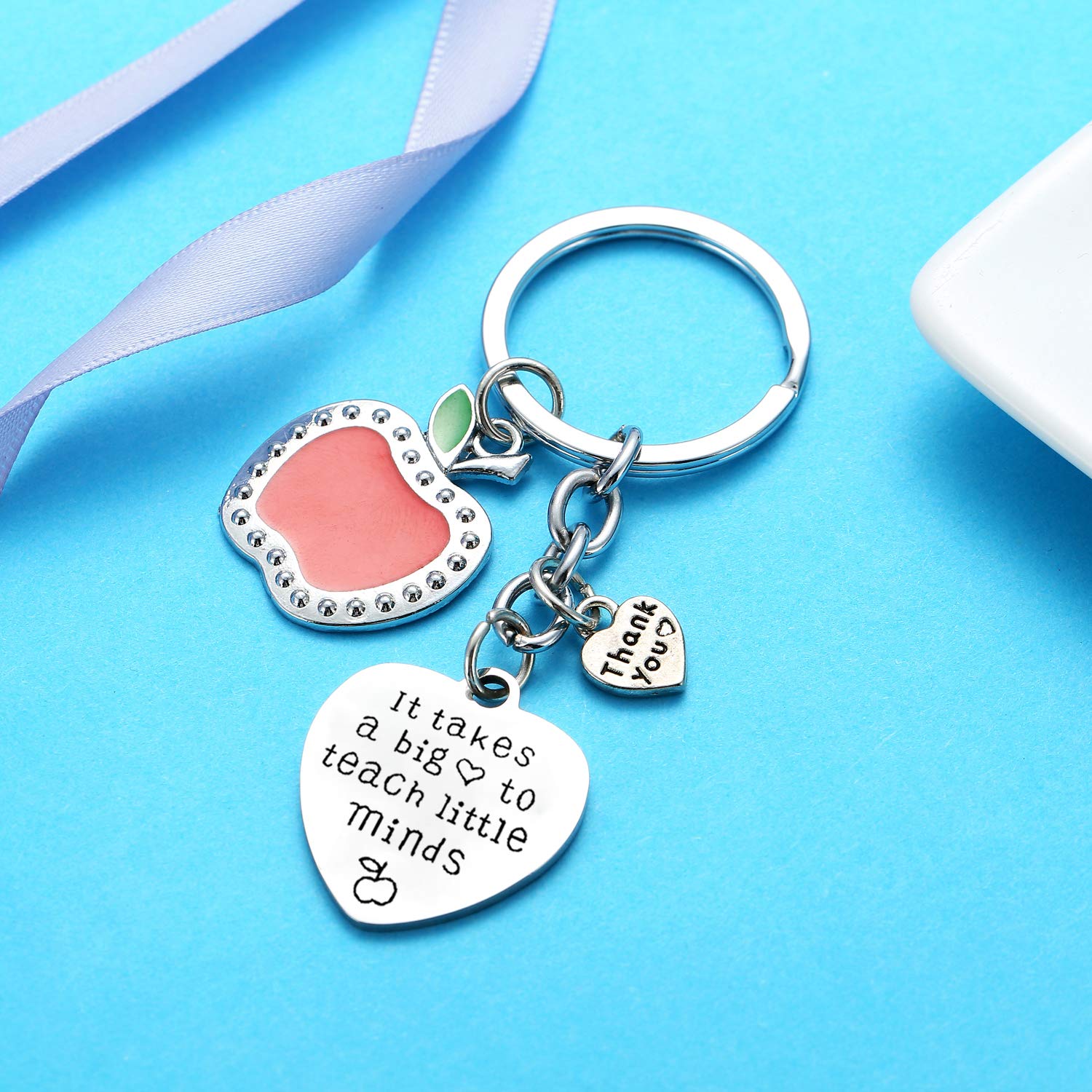 Teacher Appreciation Gift for Women, 3PCs Teacher Keychain Set, Jewelry Gift for Teachers, Birthday Gift for Teacher Gifts From Students (It takes a big heart to teach little minds)