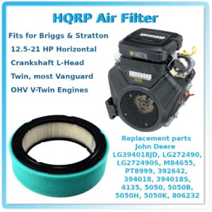 HQRP Filter Cartridge with Pre-Filter Compatible with John Deere GT235, LT166, LTR166, LT170, LX288, SST16, SST18; 1200 Hydro Rake; LG394018JD LG272490S