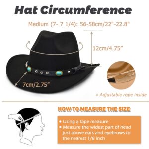 Lisianthus Felt Wide Brim Western Cowboy Hat for Men & Women Stone-Black