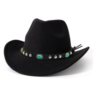 lisianthus felt wide brim western cowboy hat for men & women stone-black