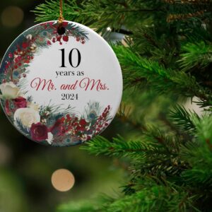 10 Year for Her Him Wife | 10 Years as Mr. and Mrs. | Ornaments 10th for Couple | Unique Ideas for Parents | Christmas Tree Ornament in a Gift Box