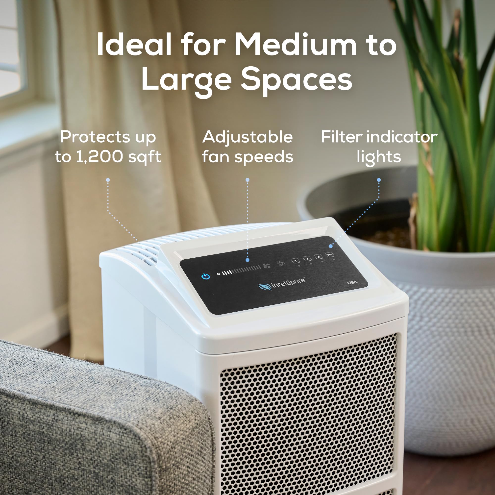 Intellipure Ultrafine 468 Air Purifier - White | Ideal for Medium or Large Spaces Up to 1,200 Square Feet