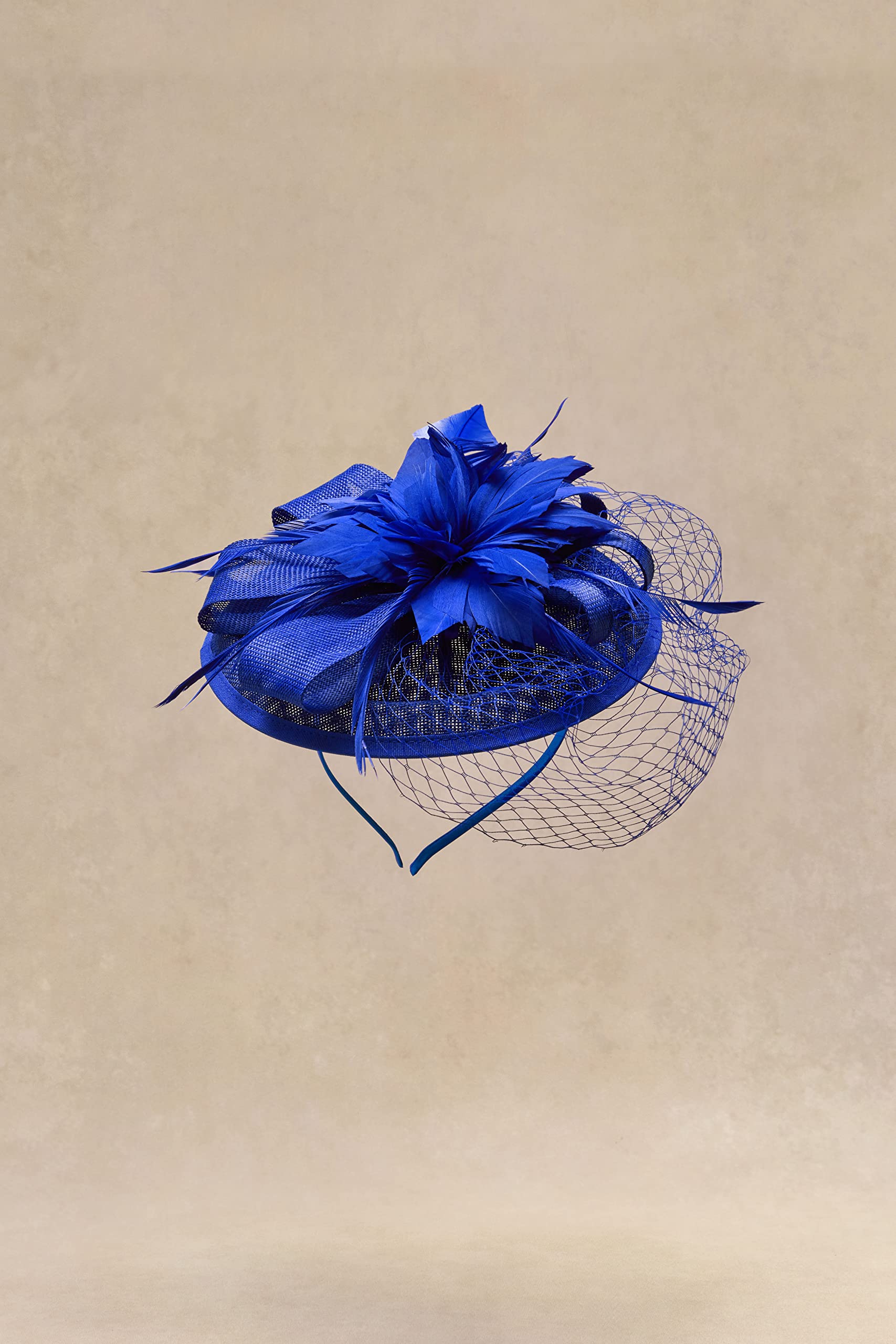 BABEYOND Fascinator Hat Veil Feather Fascinator Tea Party Kentucky Pillbox Derby Hat Bridal Wedding Party Royal Blue