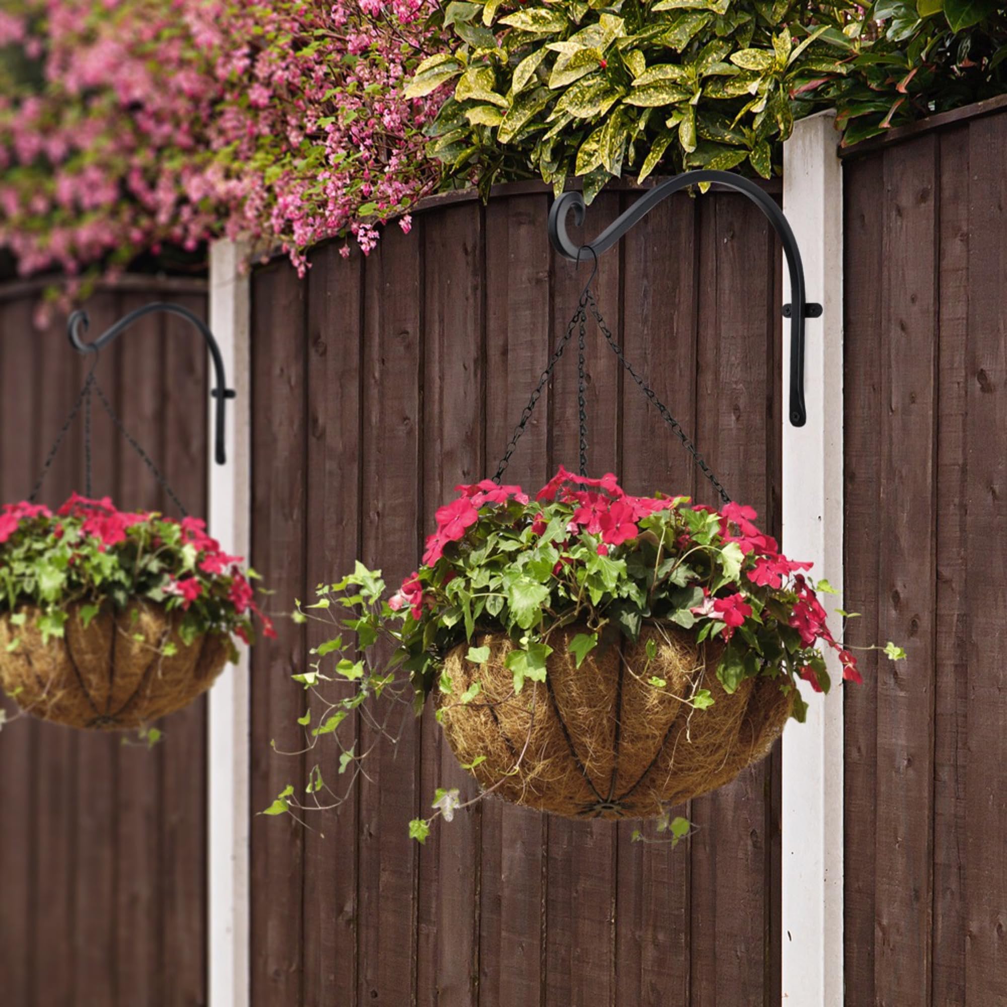 Qiang Ni Outdoor Bird Feeder Hanger Hooks: 12-Inch Wall Hanging Plant Bracket Indoor - 2 Pieces Plant Hooks for Hanging Flower Baskets