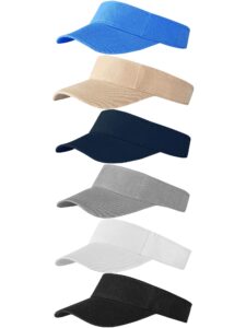 tujuna 6 pack sun visor hats sun visors sports sun hat golf hat one size adjustable cap for women and men (color set 1), medium