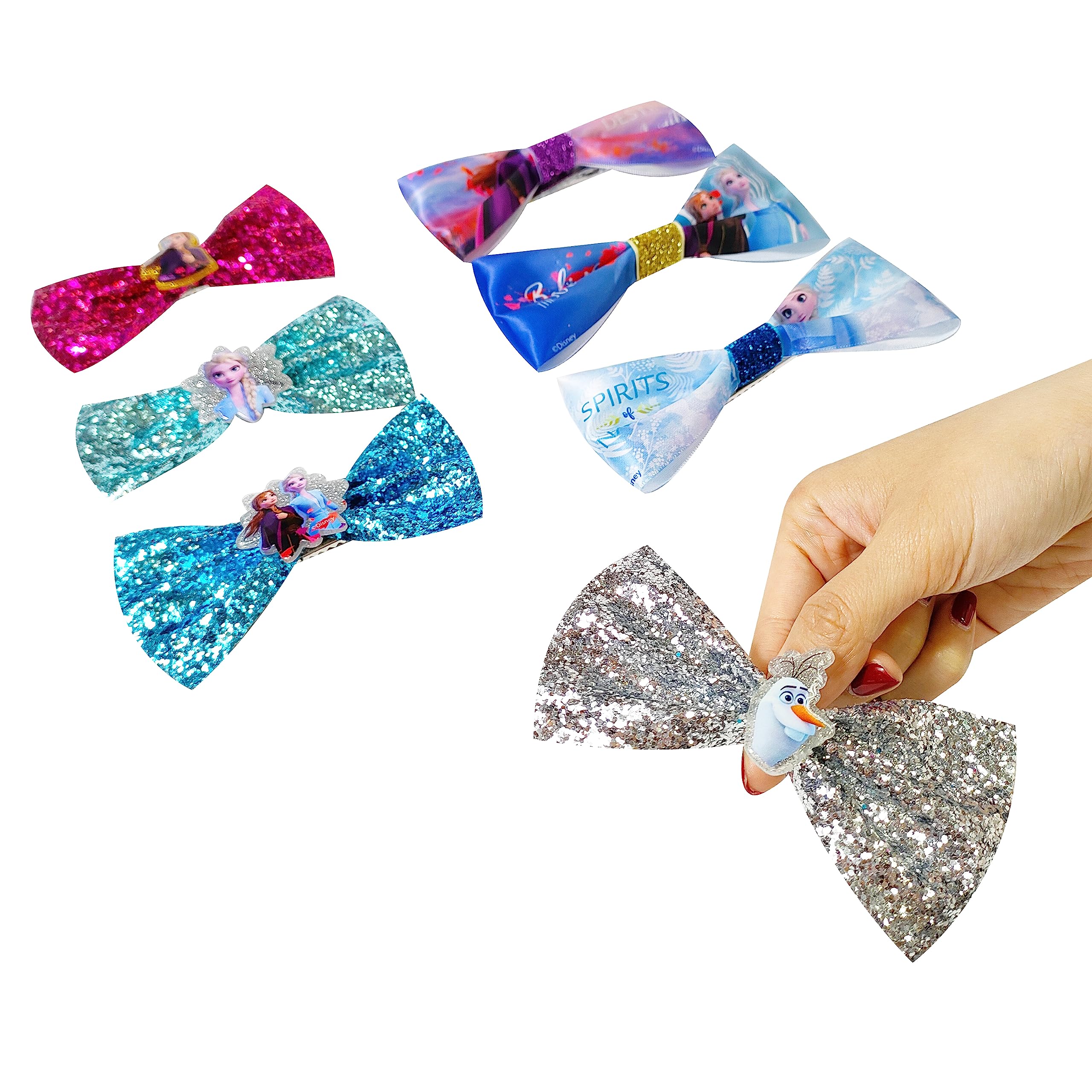 Frozen 2 Girls 7 Small Bow Bundle, Hair Bows for Girls - Ages 3+