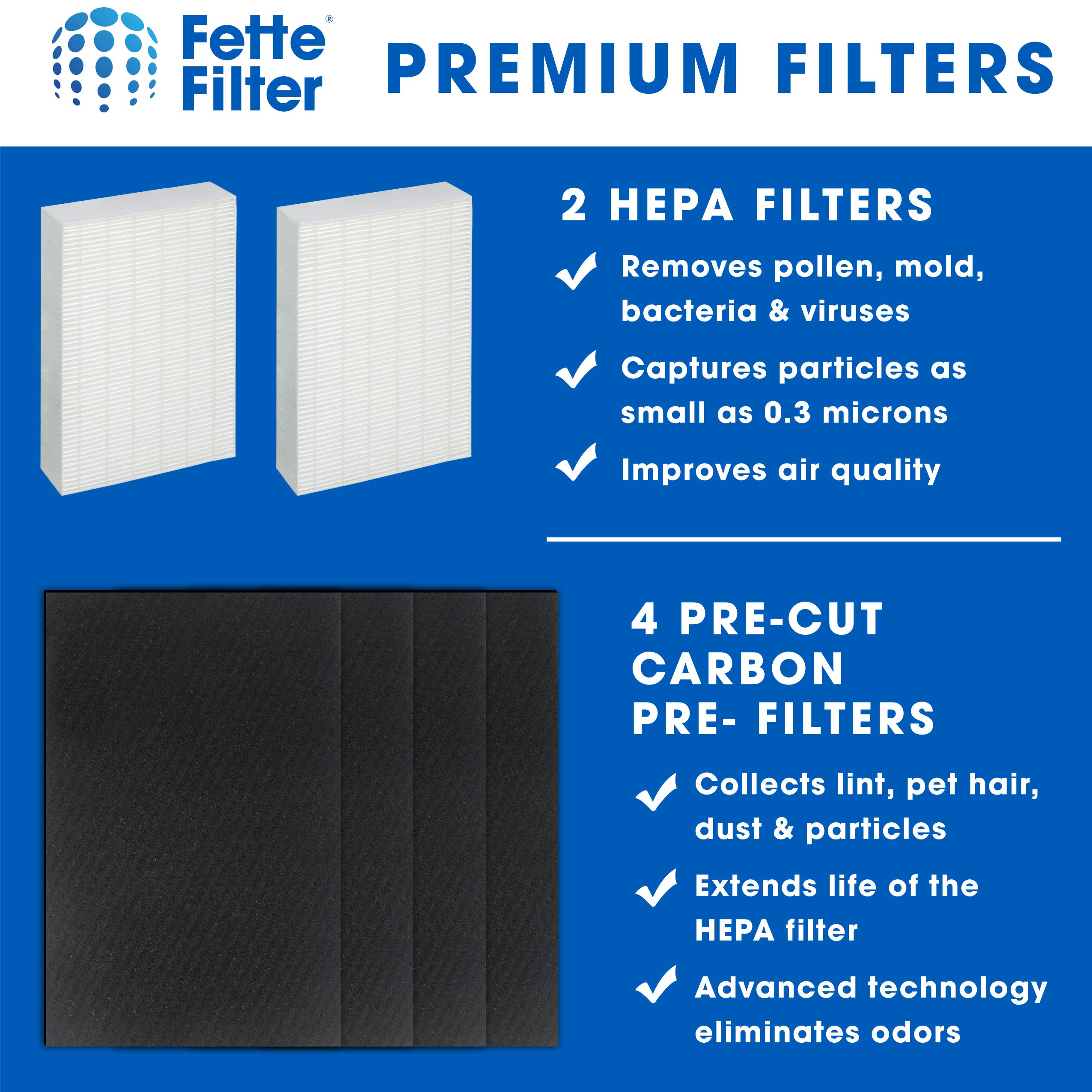 Fette Filter - True HEPA H13 Filter R Compatible with Honeywell Purifier HPA200 HPA200C HPA201 HA202 HPA204 HPA204C HPA250 HPA250B HPA250BC HPA3200 HPA5200 Series # HRF-ARVP200 Filter R PreFilter A