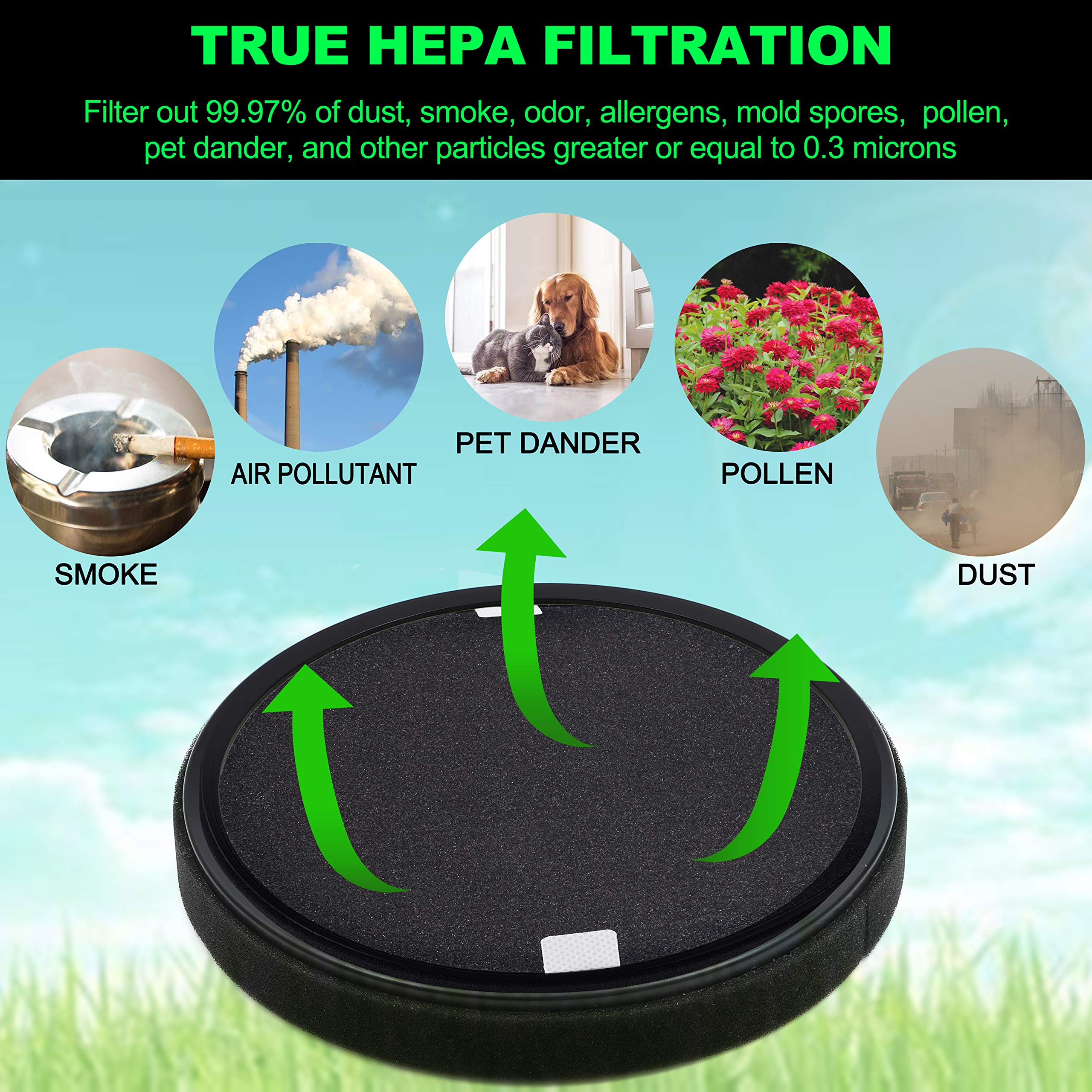 Flintar Halo H13 True HEPA Replacement Filter, Compatible with Pure Enrichment PureZone Halo Air Purifier PEAIRDSK (2-Pack)