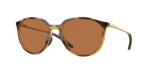 Oakley Women's OO9288 Sielo Round Sunglasses, Polished Brown Tortoise/Prizm Bronze Polarized, 57 mm