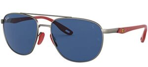 ray-ban rb3659m scuderia ferrari collection square sunglasses, matte gunmetal/dark blue, 57 mm