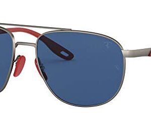 Ray-Ban RB3659M Scuderia Ferrari Collection Square Sunglasses, Matte Gunmetal/Dark Blue, 57 mm